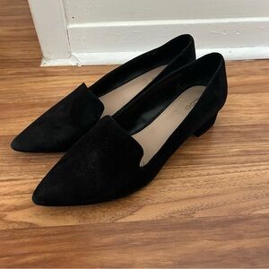 Black Suede Pointed Toe Low Heel Women's Flats